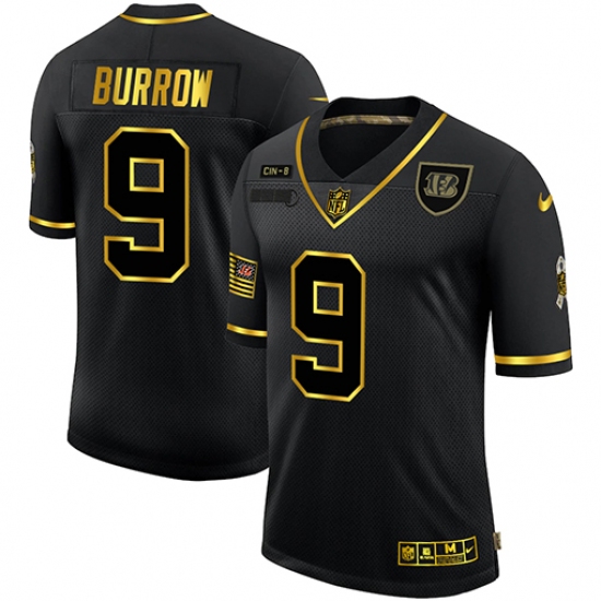 Men's Cincinnati Bengals #9 Joe Burrow Olive Gold Nike 2020 Salute To Service Limited Jersey - Ujersey