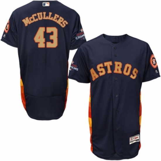 Men's Majestic Houston Astros #43 Lance McCullers Navy Blue Alternate 2018 Gold Program Flex Base Authentic Collection MLB Jersey - Ujersey