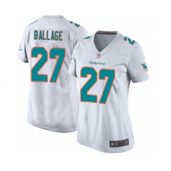 Women's Miami Dolphins #27 Kalen Ballage Game White Football Jersey - Ujersey