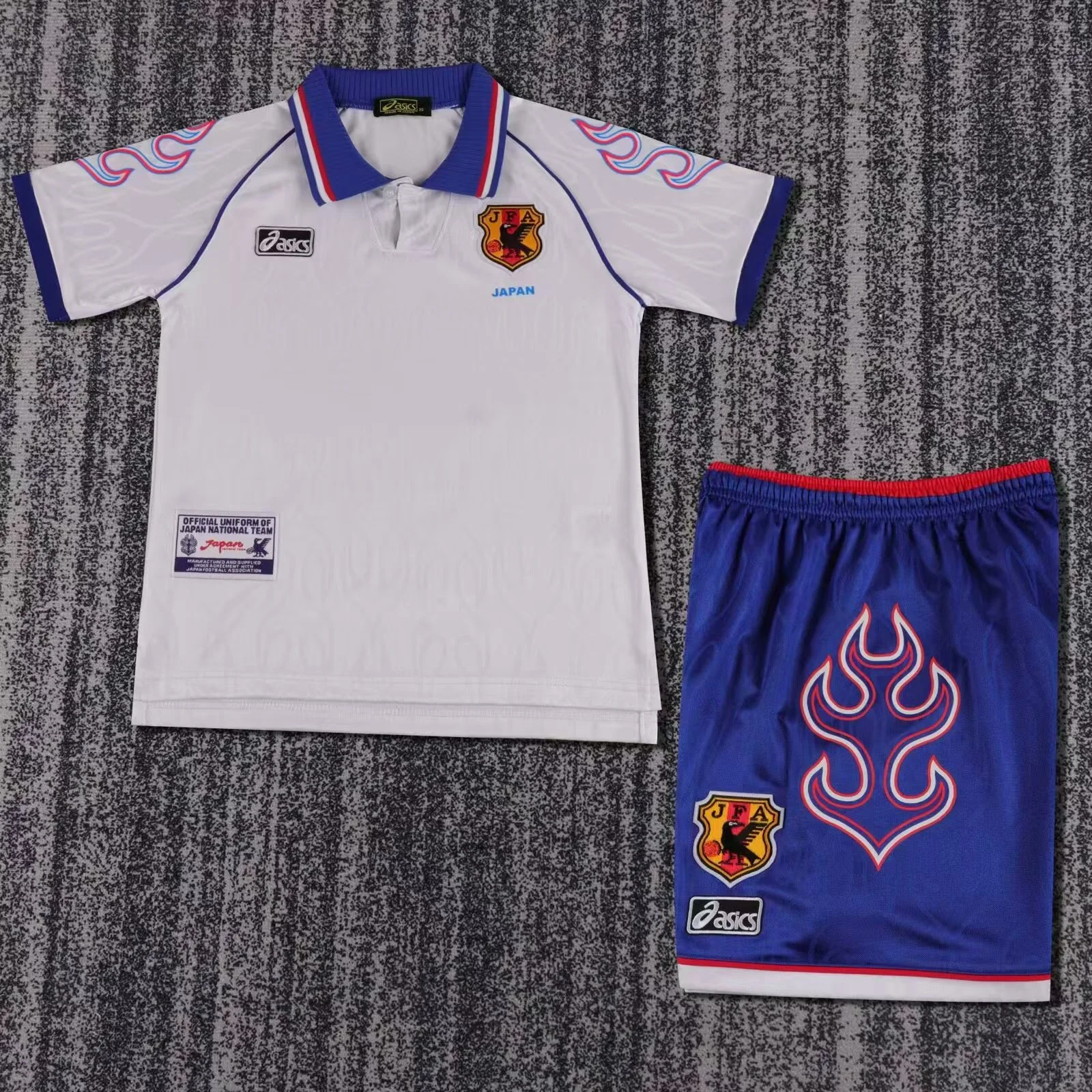 Japan Retro Soccer Jersey Away Kids Kit Jersey+Shorts 1998 - Ujersey NHL