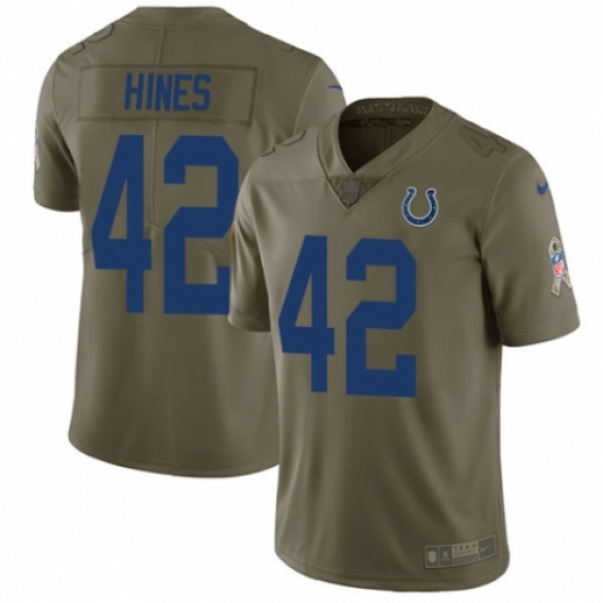 Youth Nike Indianapolis Colts #42 Nyheim Hines Limited Olive 2017 Salute to Service NFL Jersey - Ujersey