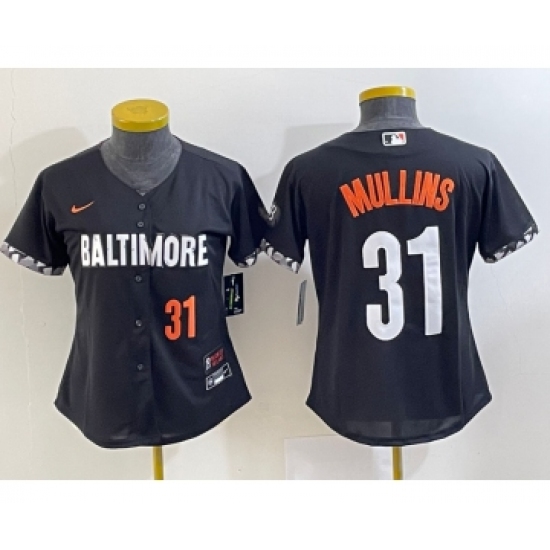 Women's Baltimore Orioles #31 Cedric Mullins Number Black 2023 City Connect Cool Base Stitched Jersey 2 - Ujersey