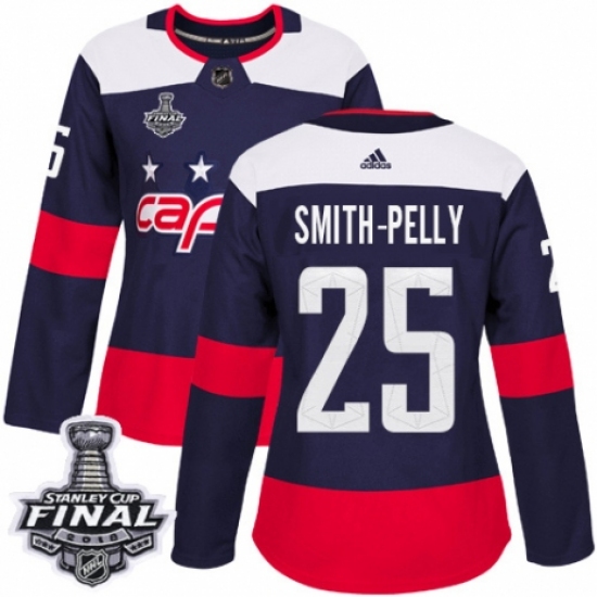 Women's Adidas Washington Capitals #25 Devante Smith-Pelly Authentic Navy Blue 2018 Stadium Series 2018 Stanley Cup Final NHL Jersey - Ujersey