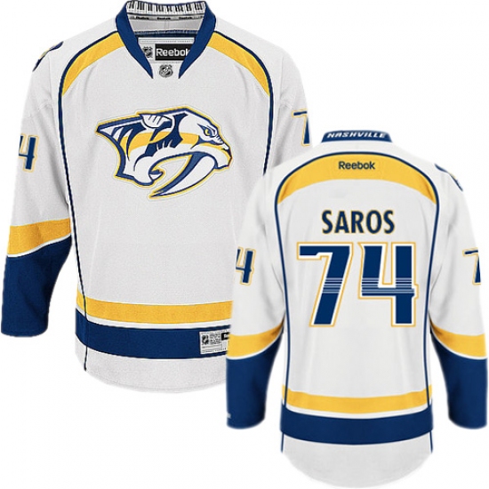 Youth Reebok Nashville Predators #74 Juuse Saros Authentic White Away NHL Jersey - Ujersey