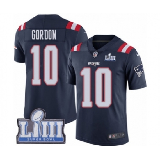 Youth Nike New England Patriots #10 Josh Gordon Limited Navy Blue Rush Vapor Untouchable Super Bowl LIII Bound NFL Jersey - Ujersey
