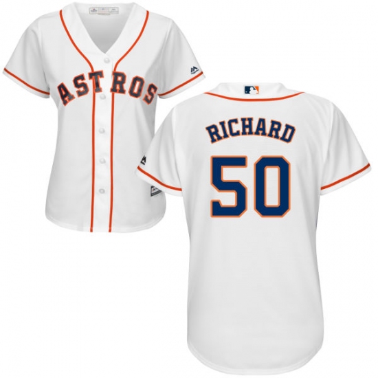 Women's Majestic Houston Astros #50 J.R. Richard Authentic White Home Cool Base MLB Jersey - Ujersey