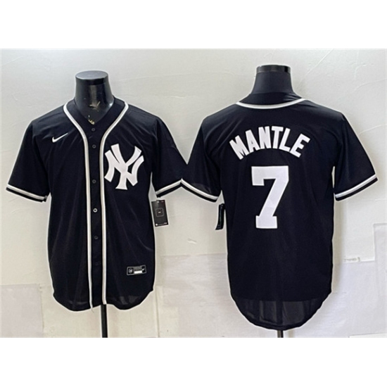 Men's New York Yankees #7 Mickey Mantle 2026 Fashion Replica Black Out Stitched Baseball Jersey - Ujersey