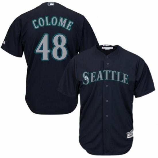 Youth Majestic Seattle Mariners #48 Alex Colome Authentic Navy Blue Alternate 2 Cool Base MLB Jersey - Ujersey