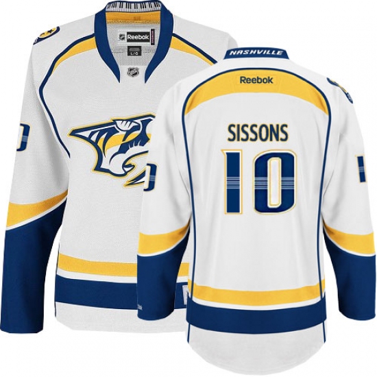 Women's Reebok Nashville Predators #10 Colton Sissons Authentic White Away NHL Jersey - Ujersey