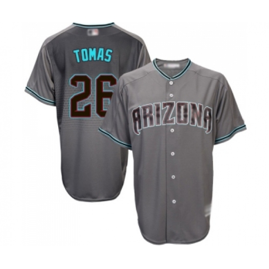 Men's Arizona Diamondbacks #26 Yasmany Tomas Replica Gray Turquoise Cool Base Baseball Jersey - Ujersey