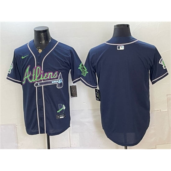 Men's Atlanta Braves Blank Navy Galaxy With Outkast Vapor Limited Stitched Baseball Jersey - Ujersey