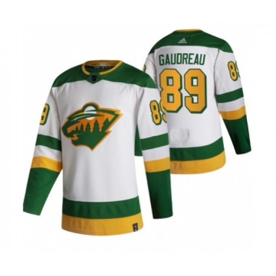 Men's Minnesota Wild #89 Frederick Gaudreau White Stitched Jersey
