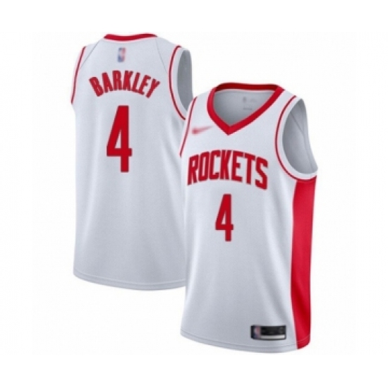 Men's Houston Rockets #4 Charles Barkley Authentic White Finished Basketball Jersey - Association Edition - Ujersey