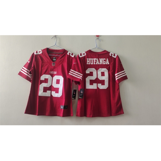 Women's San Francisco 49ers #29 Talanoa Hufanga Red Vapor Football Stitched Jersey(Run Small) - Ujersey