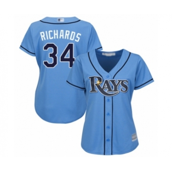Women's Tampa Bay Rays #34 Trevor Richards Authentic Light Blue Alternate 2 Cool Base Baseball Player Jersey - Ujersey