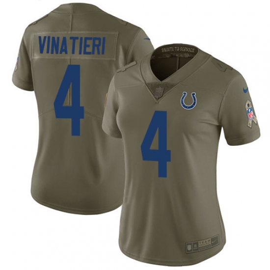 Women's Nike Indianapolis Colts #4 Adam Vinatieri Limited Olive 2017 Salute to Service NFL Jersey - Ujersey