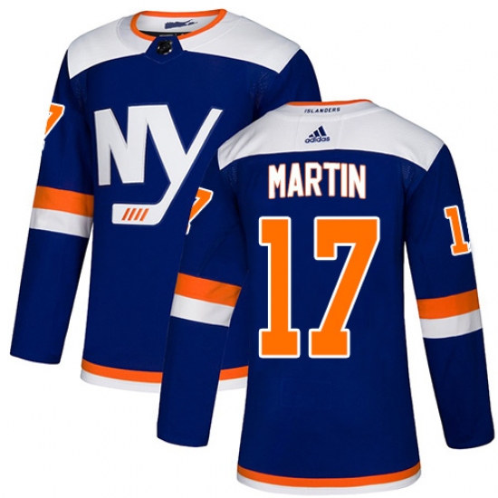 Men's Adidas New York Islanders #17 Matt Martin Premier Blue Alternate NHL Jersey - Ujersey