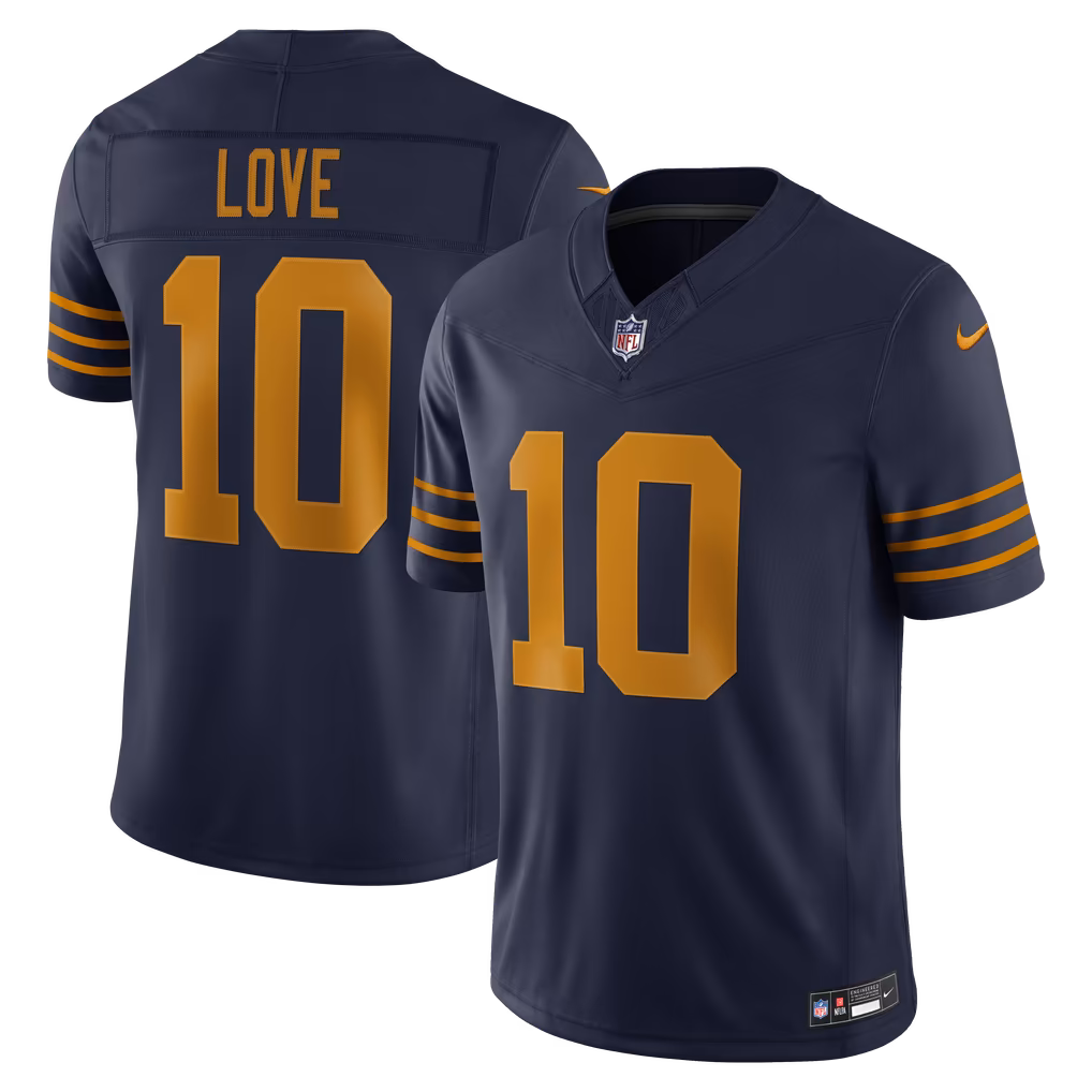 Men's Green Bay Packers Jordan Love Nike Navy Alternate Vapor F.U.S.E. Stitched Limited Jersey - U-jersey