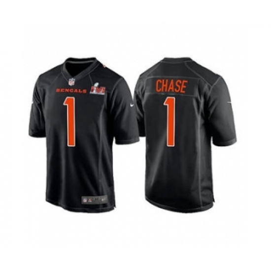 Men's Cincinnati Bengals #1 Ja'Marr Chase 2022 Black Super Bowl LVI Game Stitched Jersey - Ujersey