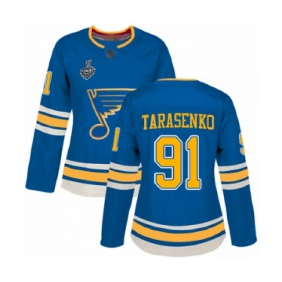 Women's St. Louis Blues #91 Vladimir Tarasenko Premier Navy Blue Alternate 2019 Stanley Cup Final Bound Hockey Jersey - Ujersey
