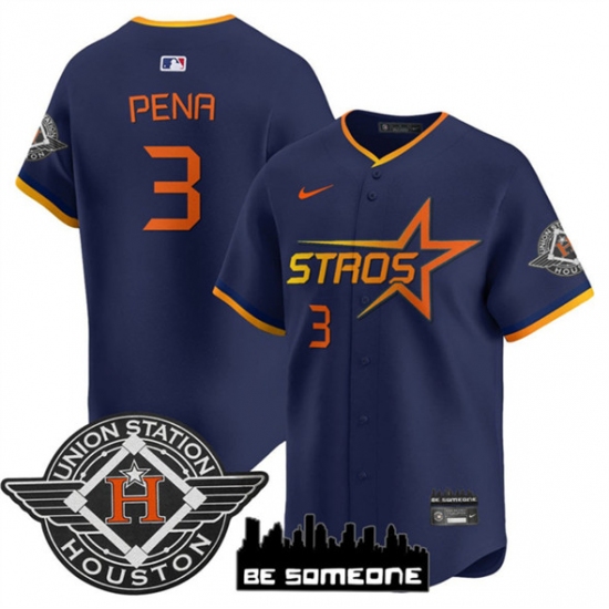 Men's Houston Astros #3 Jeremy Pena Navy 2025 City Connect Limited Stitched Baseball Jersey - Ujersey