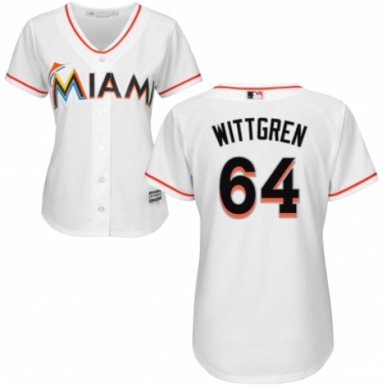 Women's Majestic Miami Marlins #64 Nick Wittgren Authentic White Home Cool Base MLB Jersey - Ujersey