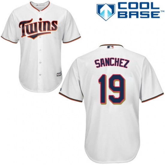 Youth Majestic Minnesota Twins #19 Anibal Sanchez Replica White Home Cool Base MLB Jersey - Ujersey