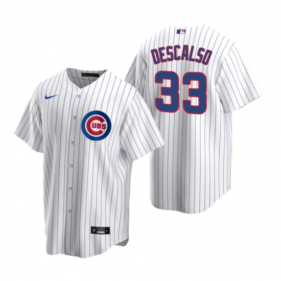 Men's Nike Chicago Cubs #33 Daniel Descalso White Home Stitched Baseball Jersey - Ujersey