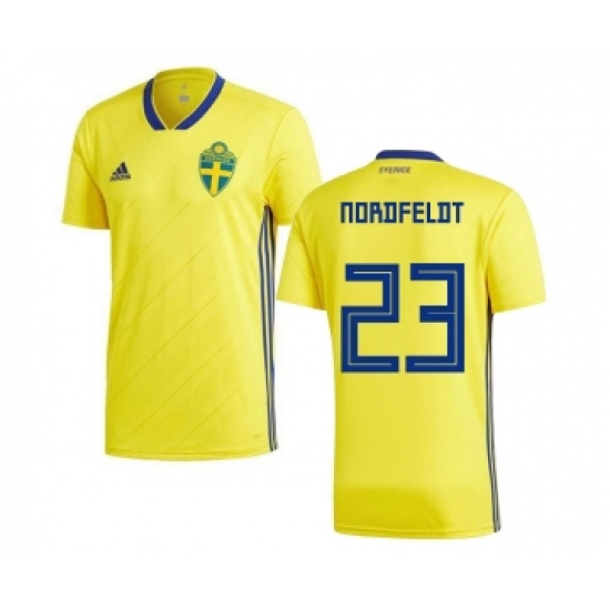 Sweden #23 Nordfeldt Home Soccer Country Jersey
