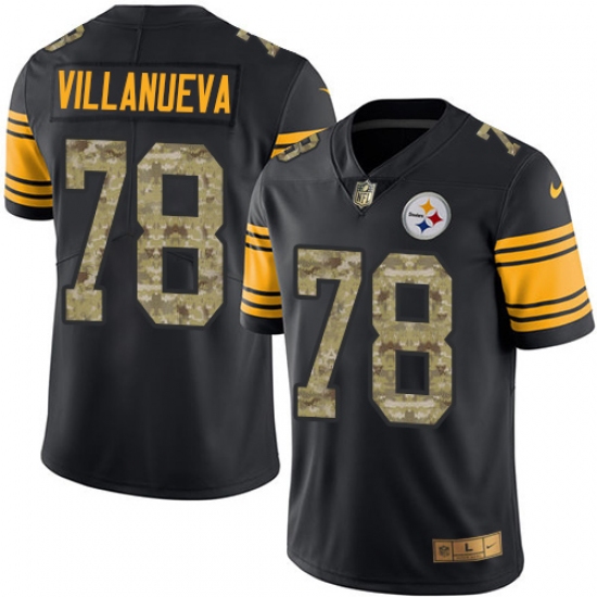 Men's Nike Pittsburgh Steelers #78 Alejandro Villanueva Limited Black/Camo Rush Vapor Untouchable NFL Jersey - Ujersey