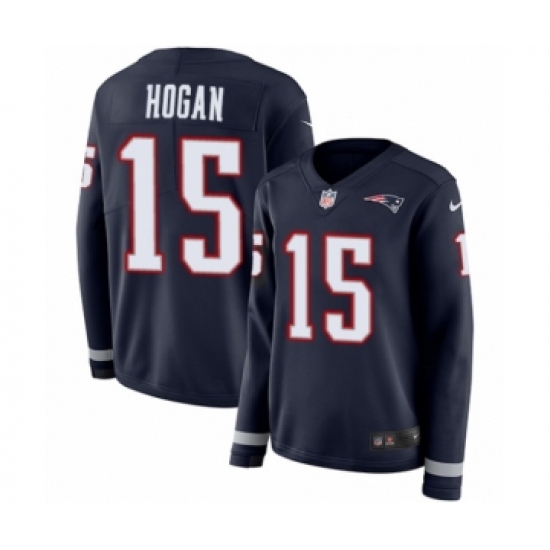 Women's Nike New England Patriots #15 Chris Hogan Limited Navy Blue Therma Long Sleeve NFL Jersey - Ujersey