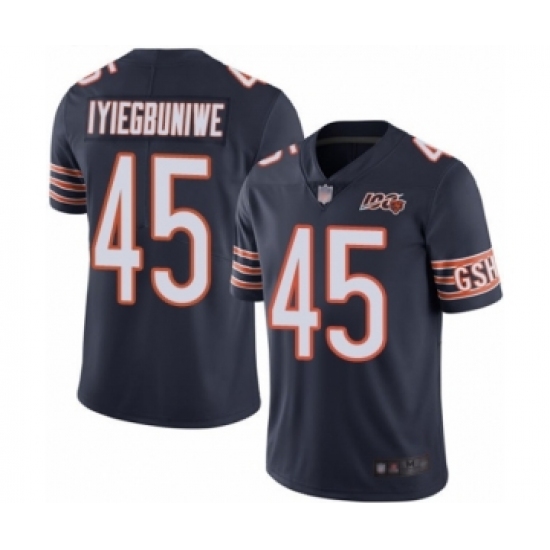 Men's Chicago Bears #45 Joel Iyiegbuniwe Navy Blue Team Color 100th Season Limited Football Jersey - Ujersey