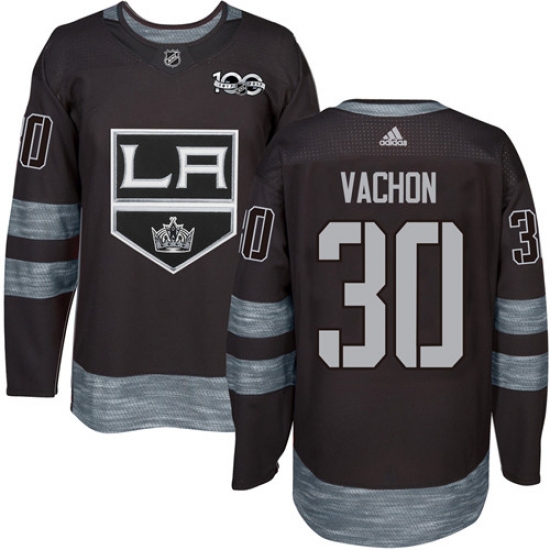 Men's Adidas Los Angeles Kings #30 Rogie Vachon Premier Black 1917-2017 100th Anniversary NHL Jersey - Ujersey