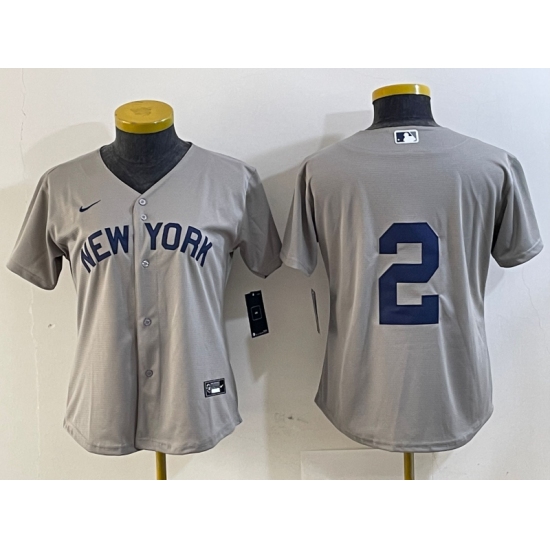 Women's New York Yankees #2 Derek Jeter Gray Field of Dreams Cool Base Jersey - Ujersey