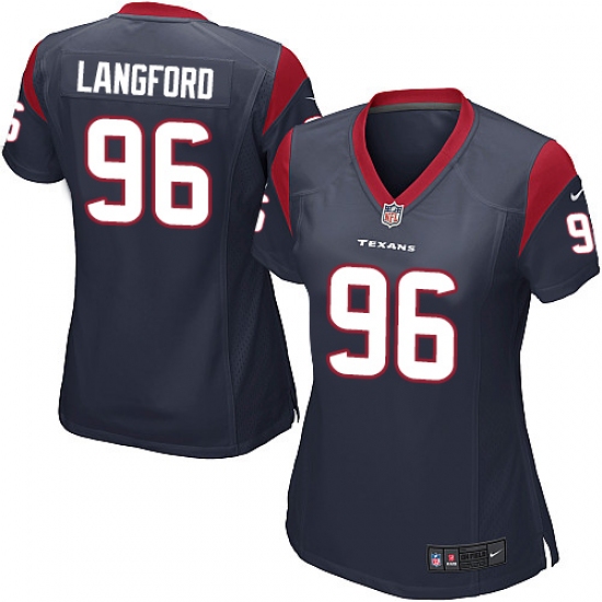 Women's Nike Houston Texans #96 Kendall Langford Game Navy Blue Team Color NFL Jersey - Ujersey