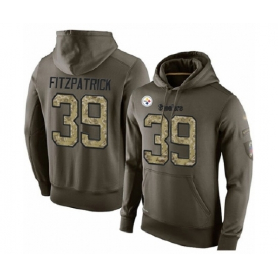 Football Men's Pittsburgh Steelers #39 Minkah Fitzpatrick Green Salute To Service Pullover Hoodie - Ujersey