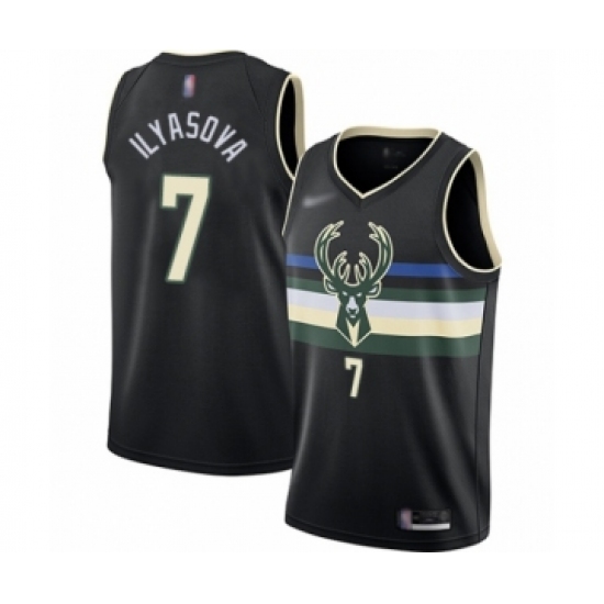 Men's Milwaukee Bucks #7 Ersan Ilyasova Authentic Black Finished Basketball Jersey - Statement Edition - Ujersey