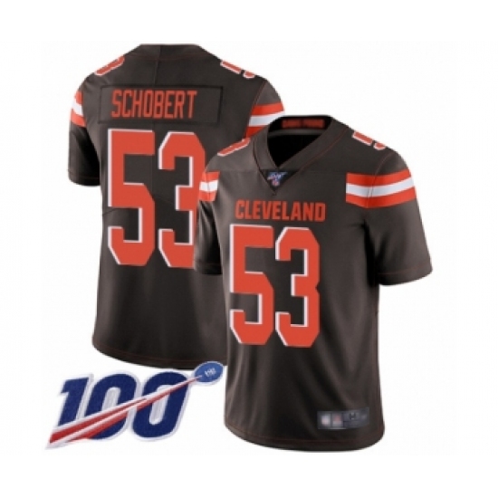 Men's Cleveland Browns #53 Joe Schobert Brown Team Color Vapor Untouchable Limited Player 100th Season Football Jersey - Ujersey
