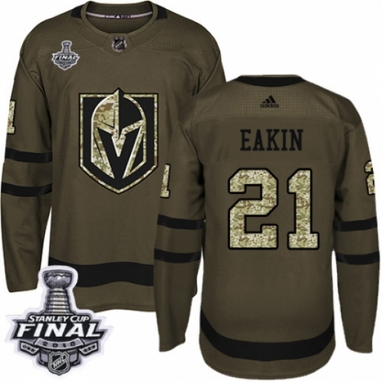 Men's Adidas Vegas Golden Knights #21 Cody Eakin Authentic Green Salute to Service 2018 Stanley Cup Final NHL Jersey - Ujersey