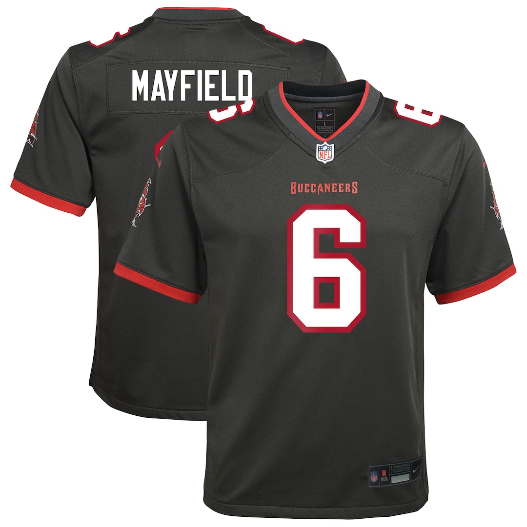 Youth Tampa Bay Buccaneers Baker Mayfield Nike Pewter Game Jersey