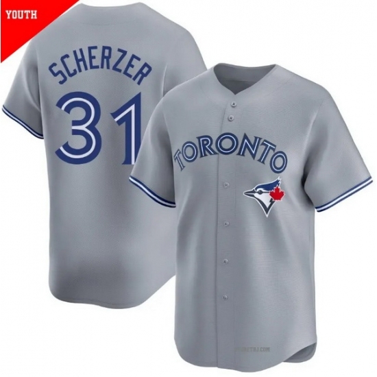 Men's Toronto Blue Jays 31 Max Scherzer Gray Cool Base Stitched Baseball Jersey - Ujersey