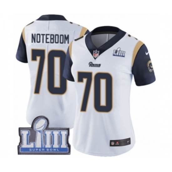 Women's Nike Los Angeles Rams #70 Joseph Noteboom White Vapor Untouchable Limited Player Super Bowl LIII Bound NFL Jersey - Ujersey