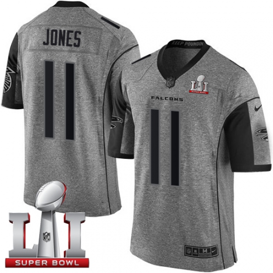 Men's Nike Atlanta Falcons #11 Julio Jones Limited Gray Gridiron Super Bowl LI 51 NFL Jersey - Ujersey
