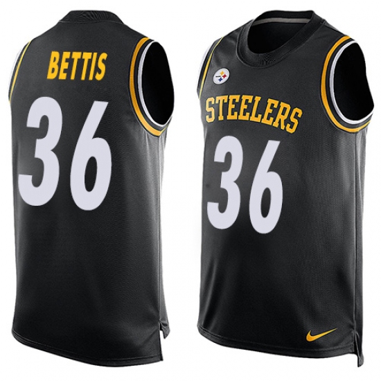 Men's Nike Pittsburgh Steelers #36 Jerome Bettis Limited Black Player Name & Number Tank Top NFL Jersey - Ujersey