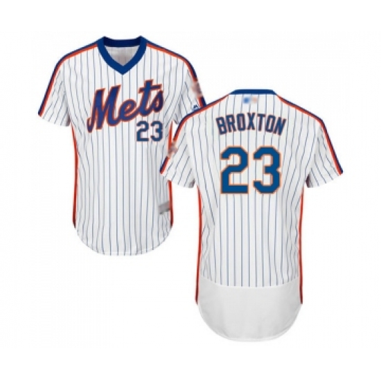 Men's New York Mets #23 Keon Broxton White Alternate Flex Base Authentic Collection Baseball Jersey - Ujersey