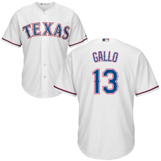 Youth Majestic Texas Rangers #13 Joey Gallo Authentic White Home Cool Base MLB Jersey - Ujersey