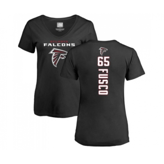 Football Women's Atlanta Falcons #65 Brandon Fusco Black Backer T-Shirt - Ujersey