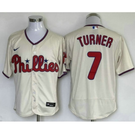 Men's Philadelphia Phillies #7 Trea Turner Cream Stitched MLB Flex Base Nike Jersey - Ujersey