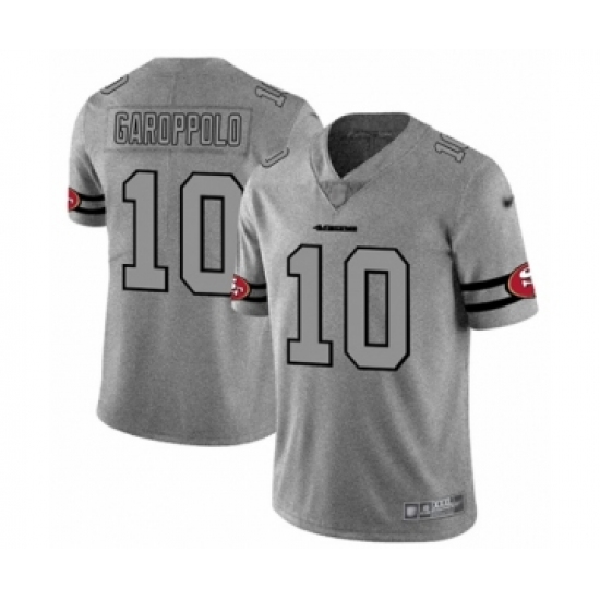 Men's San Francisco 49ers #10 Jimmy Garoppolo Limited Gray Team Logo Gridiron Football Jersey - Ujersey