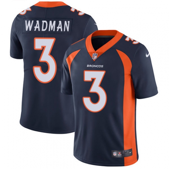 Men's Nike Denver Broncos #3 Colby Wadman Navy Blue Alternate Vapor Untouchable Limited Player NFL Jersey - Ujersey